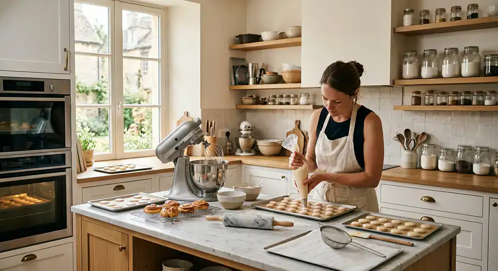 Cucina moderna attrezzata per pasticceria